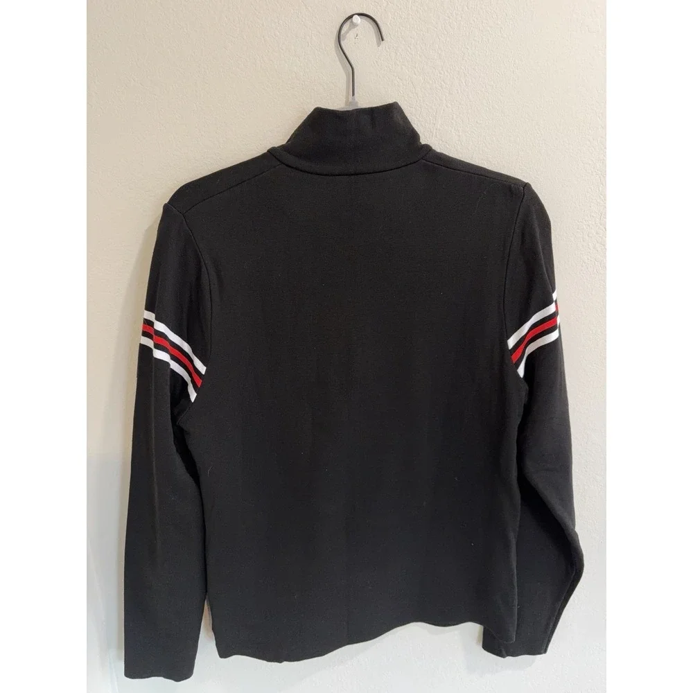 NEWLAND Men's Ski Sweater Sz. M Skier Made Italy Quarter Zip Black‎